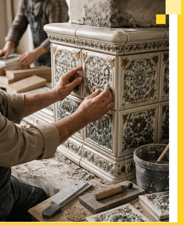 Изразцовые камины под ключ в Орске: проект и монтаж