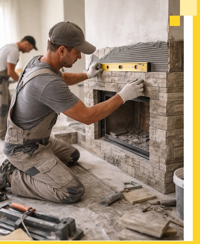 Облицовка каминов в Орске, монтаж и отделка натуральным камнем