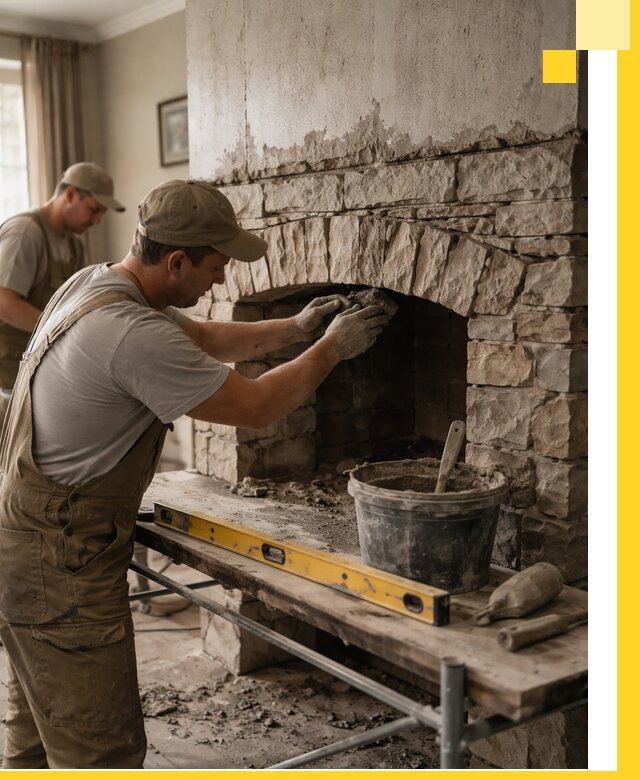 Изготовление каминов под ключ в Орске, монтаж и отделка