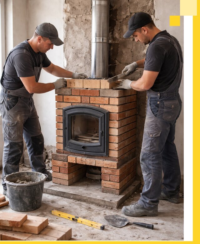 Монтаж печи камина под ключ в Орске с гарантией и пусконаладкой