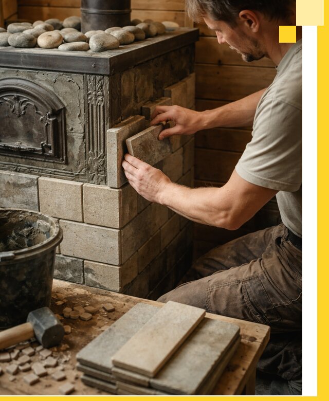 Облицовка банных печей в Орске профессиональная отделка