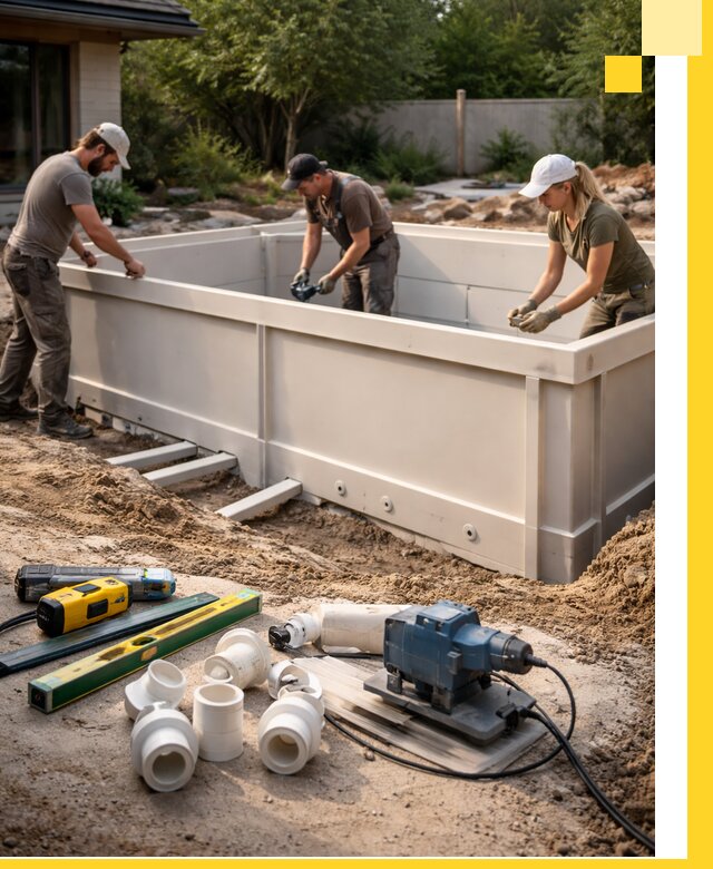 Установка полипропиленовых бассейнов под ключ в Орске