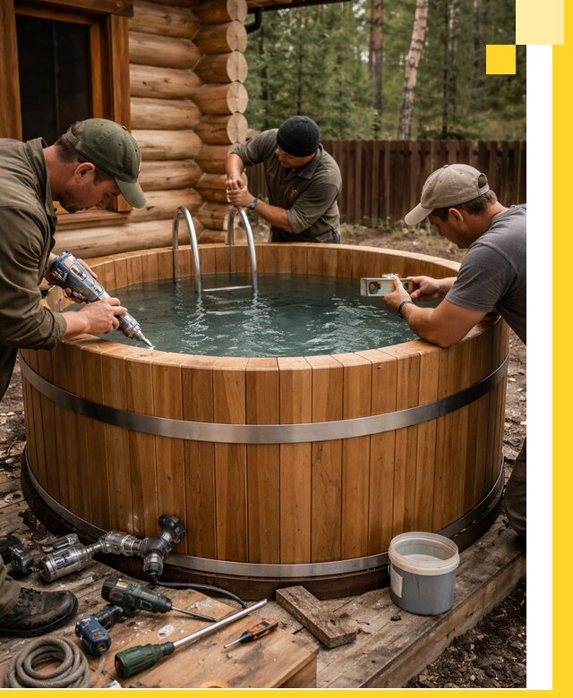 Строительство бань с купелью под ключ и отделкой в Орске