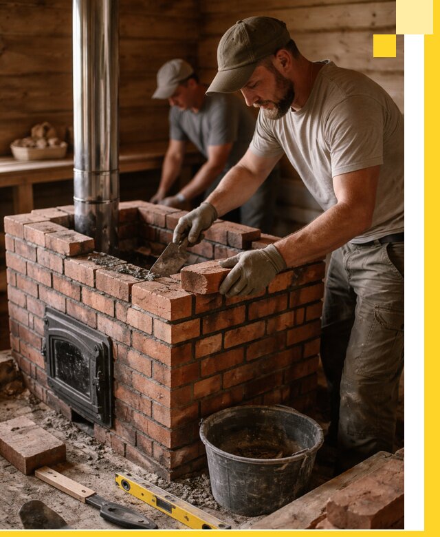 Кирпичные печи для бани под ключ в Орске, проект и монтаж