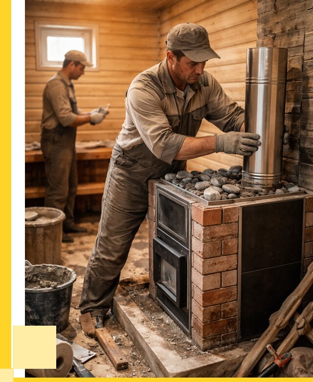 Монтаж печи в бане под ключ в Орске от 20680 р. | ЭриданРск