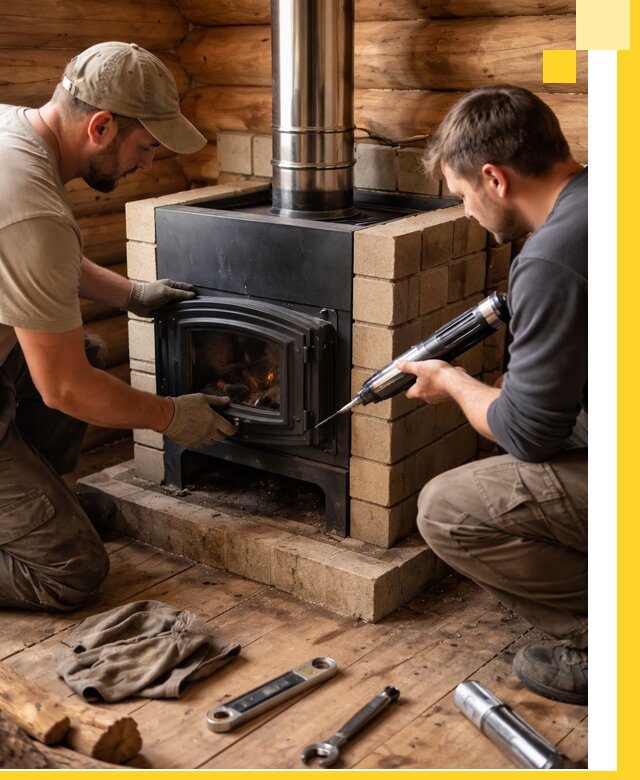 Монтаж и установка печи в бане под ключ с гарантией в Орске