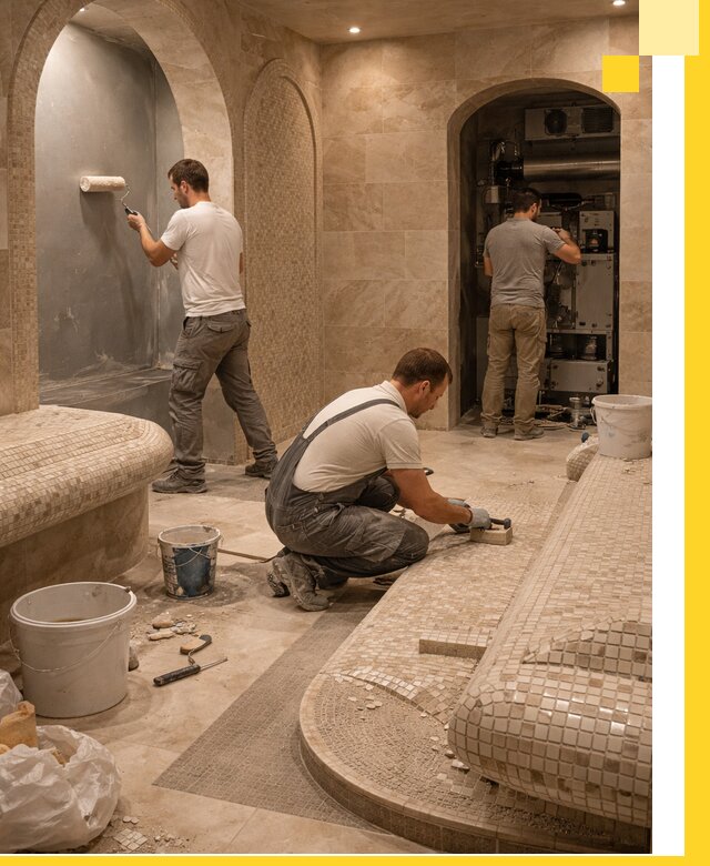 Строительство бани с хамамом и бассейном под ключ в Орске