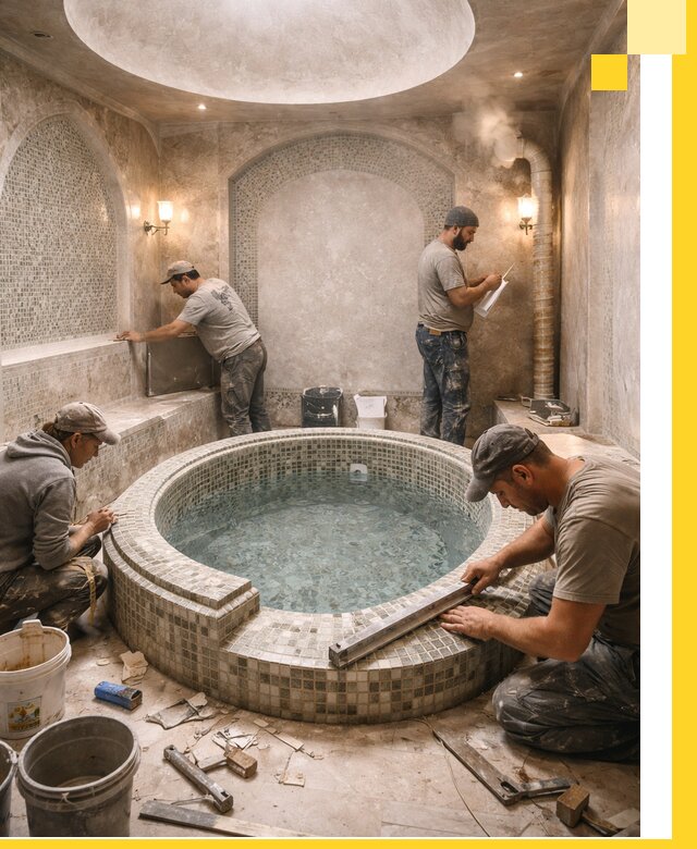 Профессиональное строительство хамама с бассейном в Орске под ключ