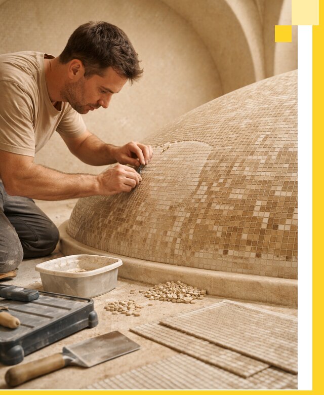 Профессиональная укладка мозаики для хамама под ключ в Орске